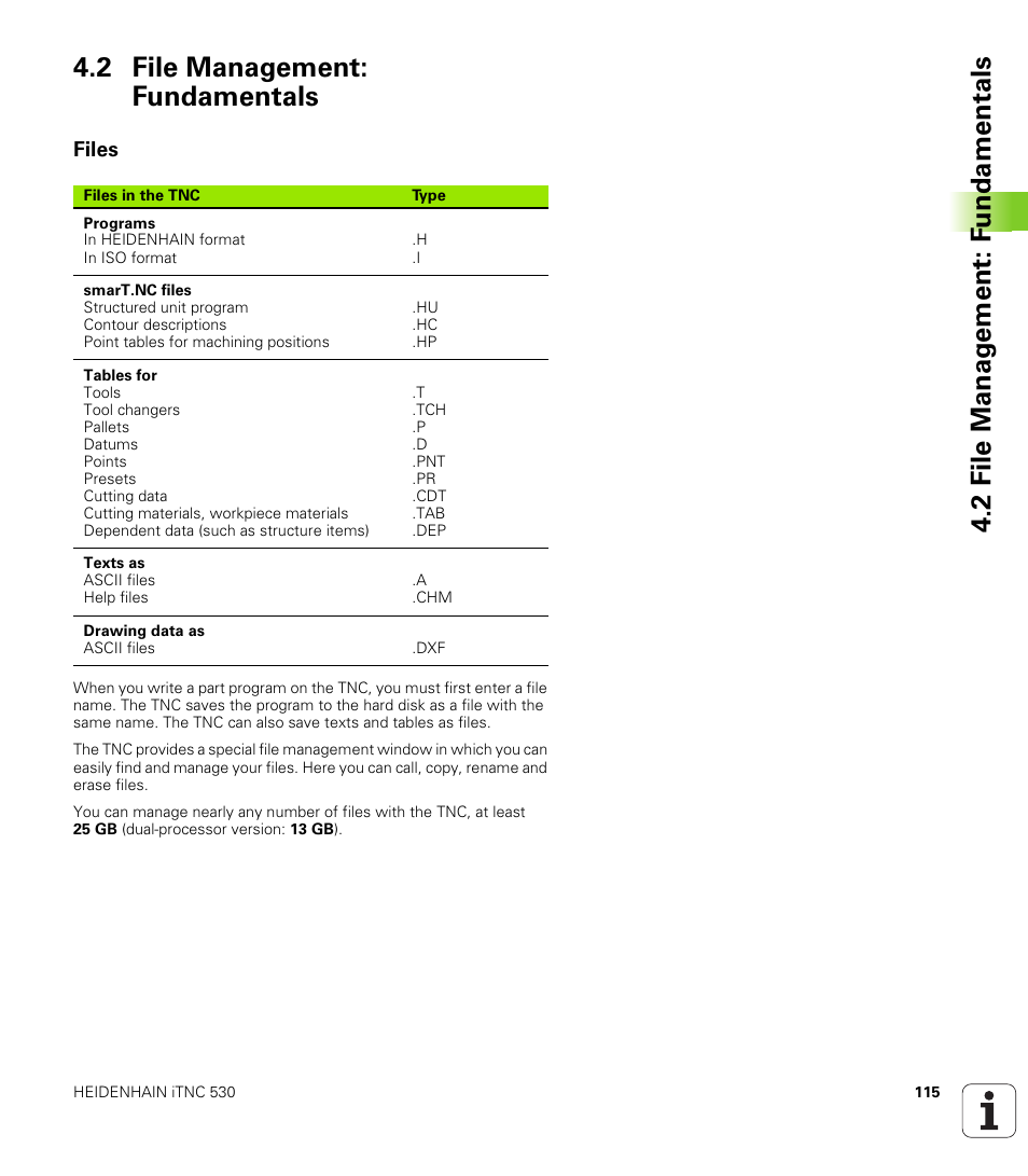 2 file management: fundamentals, Files | HEIDENHAIN iTNC 530 (340 49x-04) User Manual | Page 115 / 789