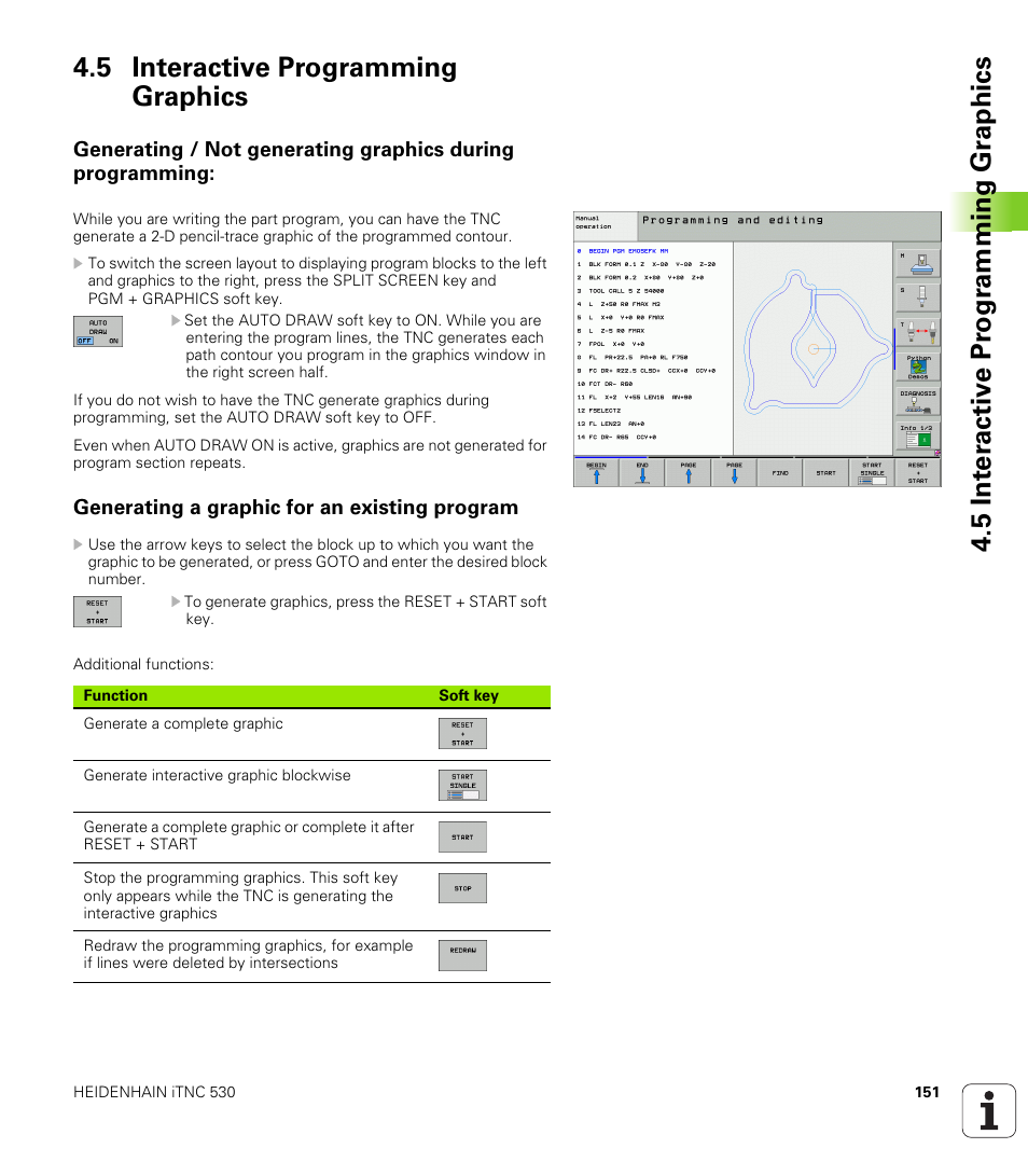 5 interactive programming graphics, Generating a graphic for an existing program | HEIDENHAIN iTNC 530 (340 49x-04) User Manual | Page 151 / 789