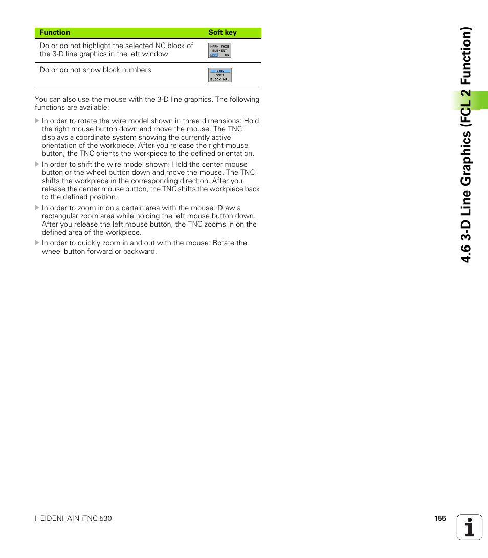 6 3-d line gr aphics (fcl 2 f unction) | HEIDENHAIN iTNC 530 (340 49x-04) User Manual | Page 155 / 789