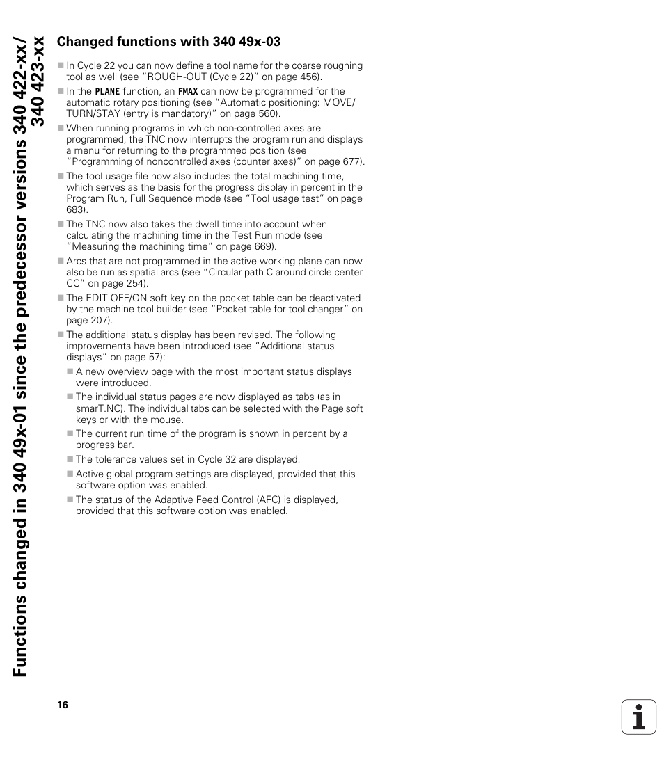 Changed functions with 340 49x-03 | HEIDENHAIN iTNC 530 (340 49x-04) User Manual | Page 16 / 789
