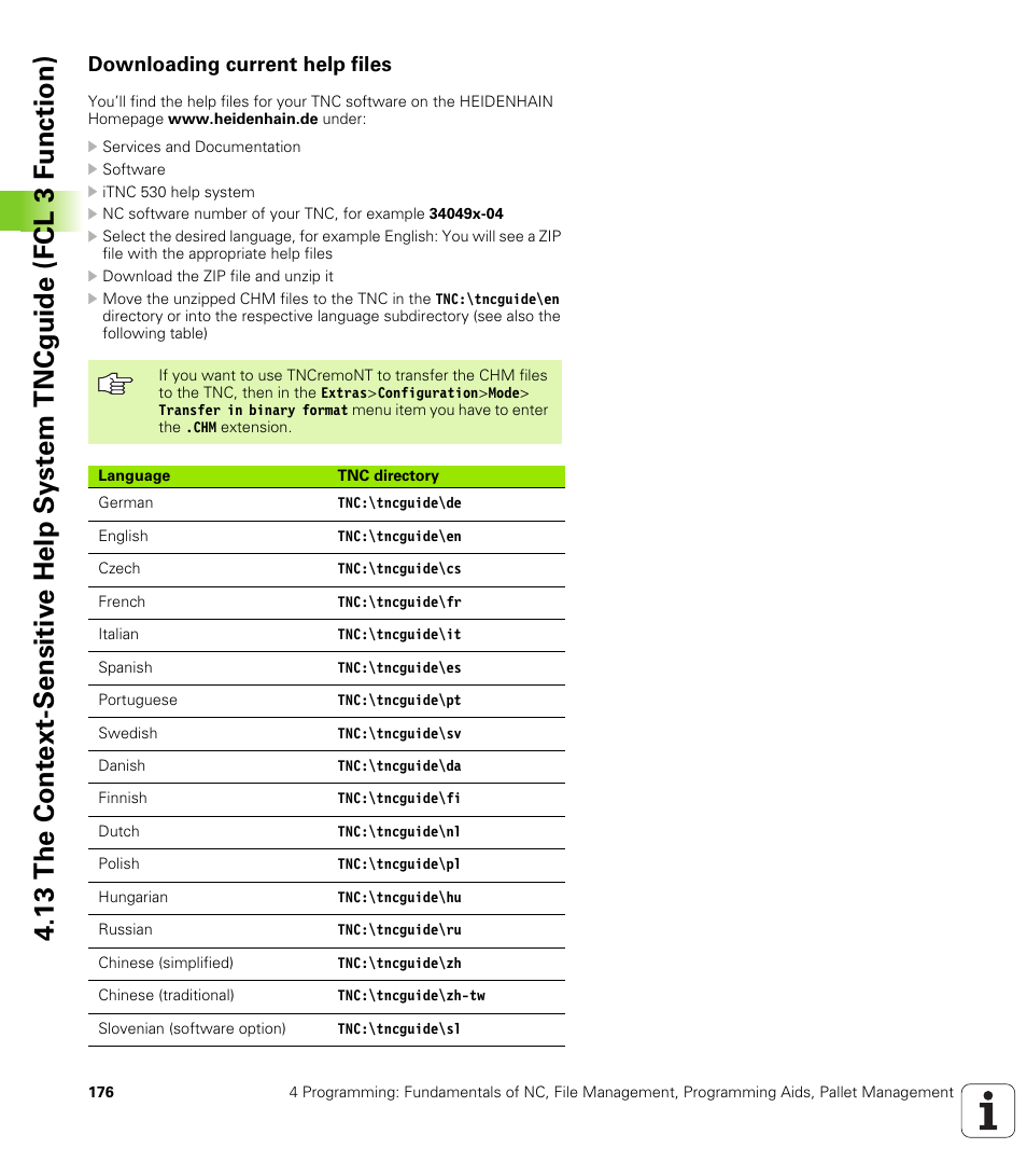 Downloading current help files | HEIDENHAIN iTNC 530 (340 49x-04) User Manual | Page 176 / 789