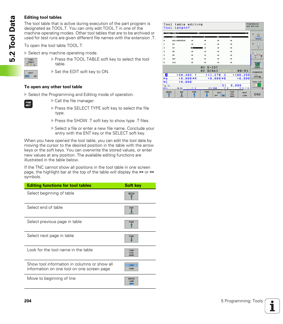 2 t ool d a ta | HEIDENHAIN iTNC 530 (340 49x-04) User Manual | Page 204 / 789