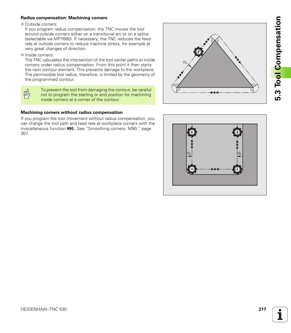 3 t ool compensation | HEIDENHAIN iTNC 530 (340 49x-04) User Manual | Page 217 / 789