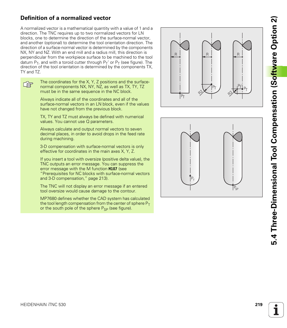 Definition of a normalized vector | HEIDENHAIN iTNC 530 (340 49x-04) User Manual | Page 219 / 789