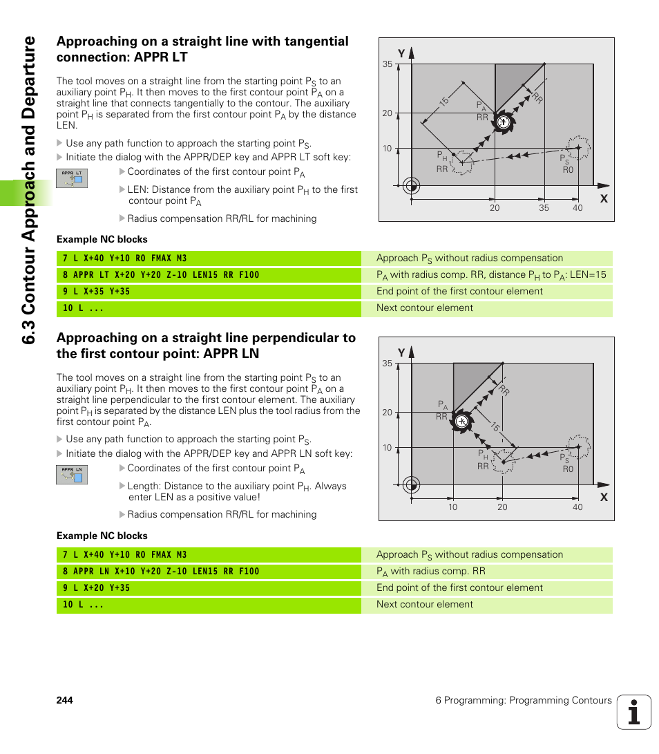 3 cont our appr oac h and depar tur e | HEIDENHAIN iTNC 530 (340 49x-04) User Manual | Page 244 / 789