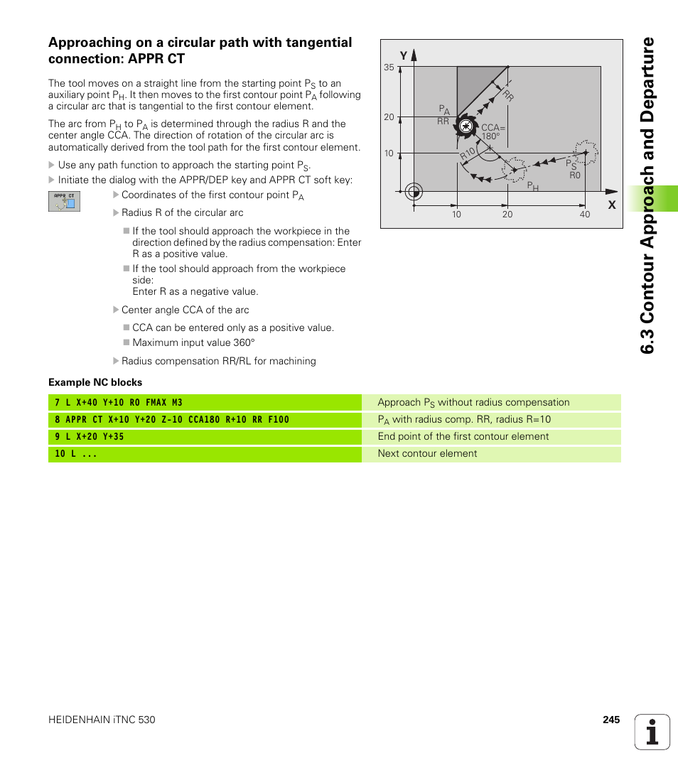 3 cont our appr oac h and depar tur e | HEIDENHAIN iTNC 530 (340 49x-04) User Manual | Page 245 / 789