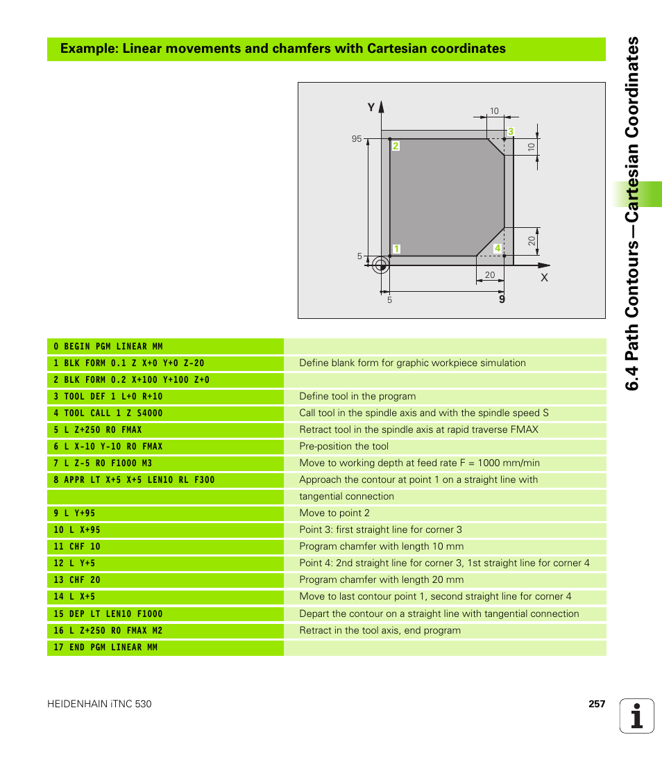 4 p a th cont ours—car te sian coor dinat e s | HEIDENHAIN iTNC 530 (340 49x-04) User Manual | Page 257 / 789