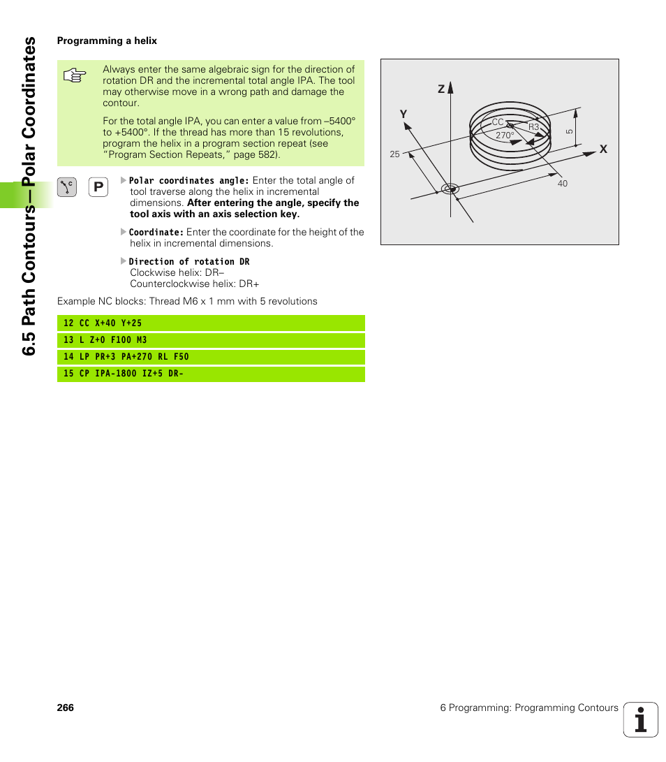 5 p a th cont ours—p o lar coor dinat e s | HEIDENHAIN iTNC 530 (340 49x-04) User Manual | Page 266 / 789