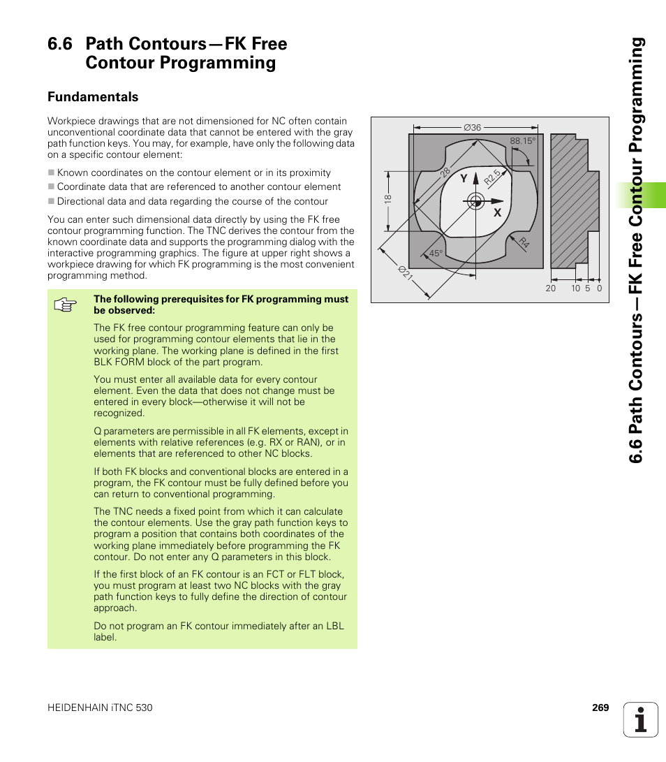 6 path contours-fk free contour programming, Fundamentals, 6 path contours—fk free contour programming | HEIDENHAIN iTNC 530 (340 49x-04) User Manual | Page 269 / 789