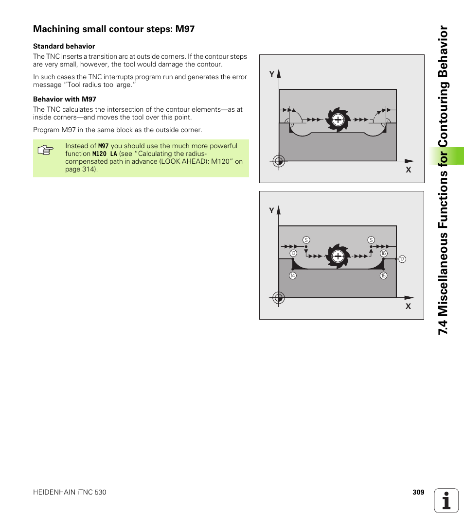 Machining small contour steps: m97 | HEIDENHAIN iTNC 530 (340 49x-04) User Manual | Page 309 / 789