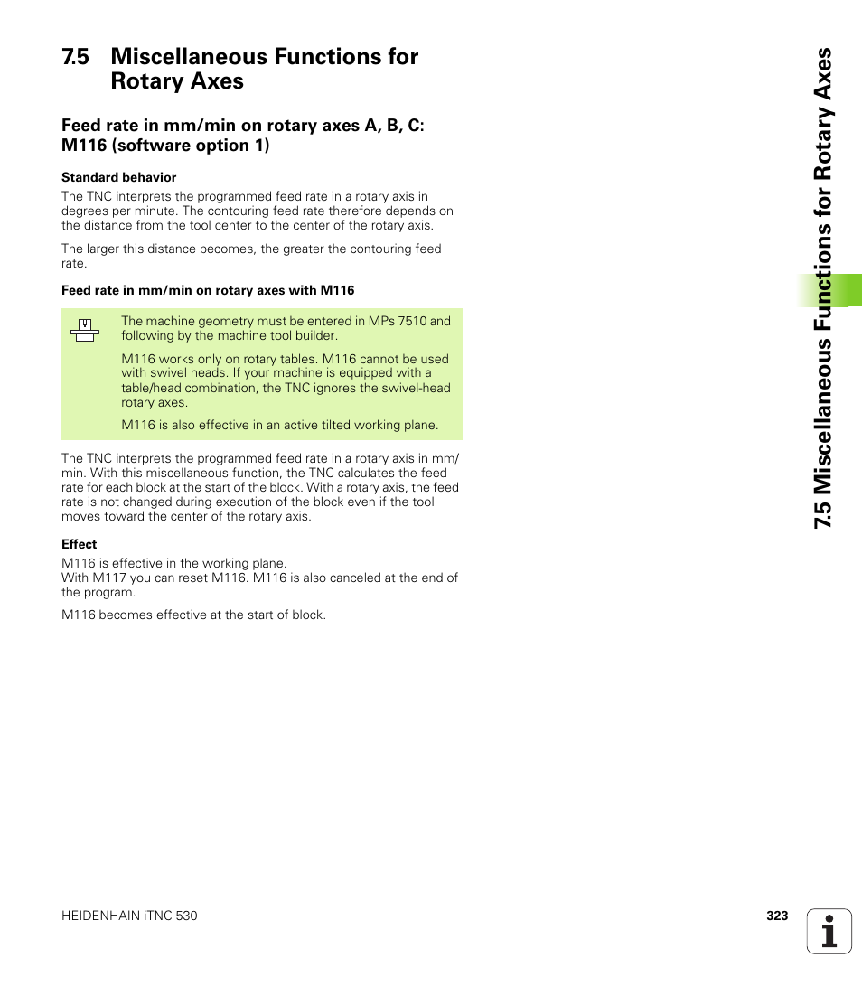 5 miscellaneous functions for rotary axes | HEIDENHAIN iTNC 530 (340 49x-04) User Manual | Page 323 / 789