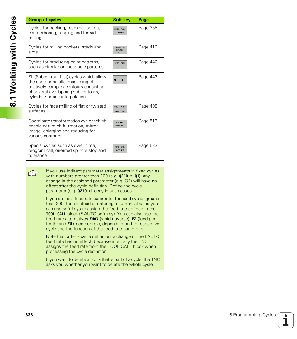 1 w o rk ing with cy cles | HEIDENHAIN iTNC 530 (340 49x-04) User Manual | Page 338 / 789