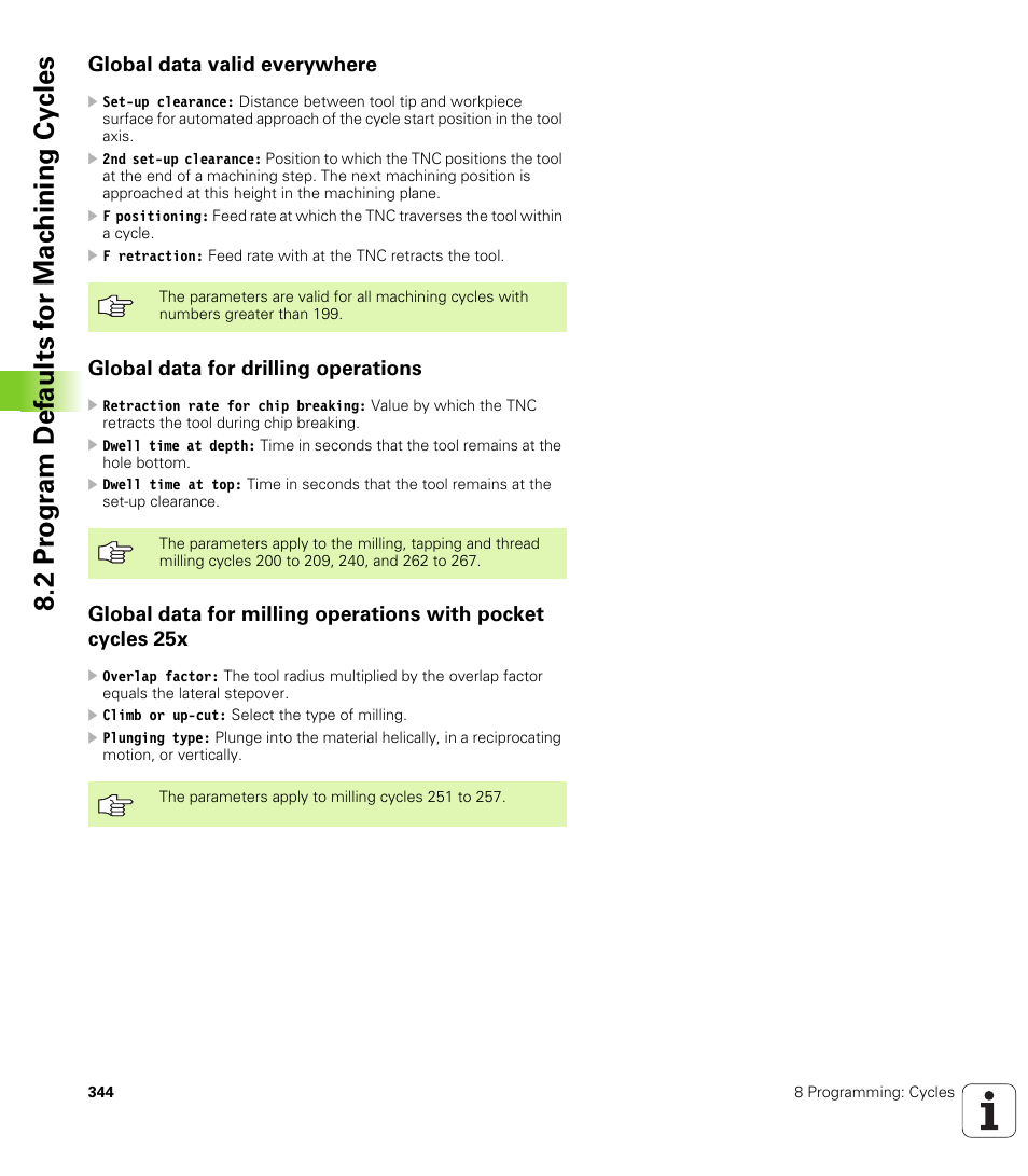 Global data valid everywhere, Global data for drilling operations | HEIDENHAIN iTNC 530 (340 49x-04) User Manual | Page 344 / 789