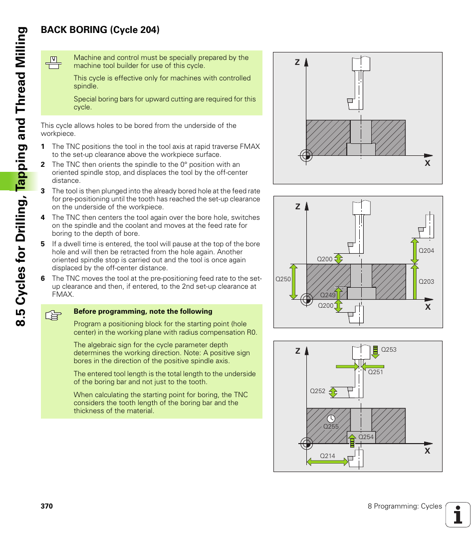 Back boring (cycle 204) | HEIDENHAIN iTNC 530 (340 49x-04) User Manual | Page 370 / 789