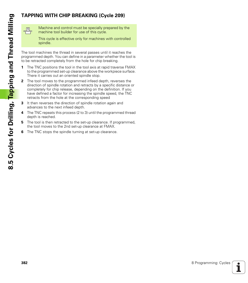 Tapping with chip breaking (cycle 209) | HEIDENHAIN iTNC 530 (340 49x-04) User Manual | Page 382 / 789