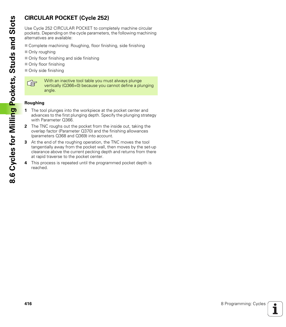 Circular pocket (cycle 252) | HEIDENHAIN iTNC 530 (340 49x-04) User Manual | Page 416 / 789