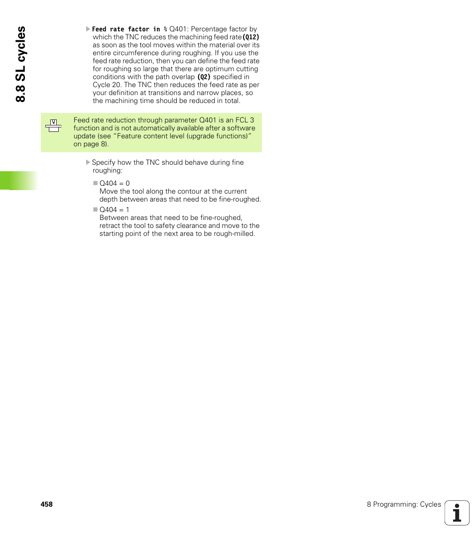 8 sl c y cles | HEIDENHAIN iTNC 530 (340 49x-04) User Manual | Page 458 / 789