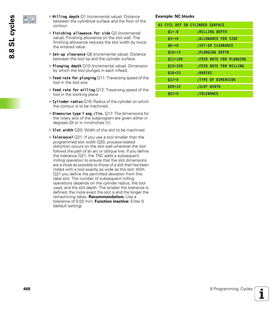 8 sl c y cles | HEIDENHAIN iTNC 530 (340 49x-04) User Manual | Page 468 / 789