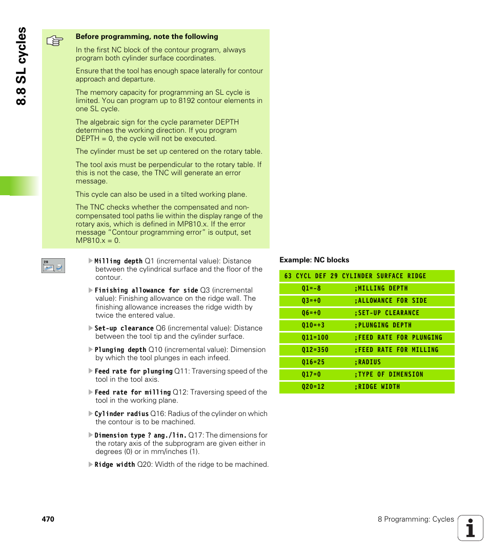 8 sl c y cles | HEIDENHAIN iTNC 530 (340 49x-04) User Manual | Page 470 / 789