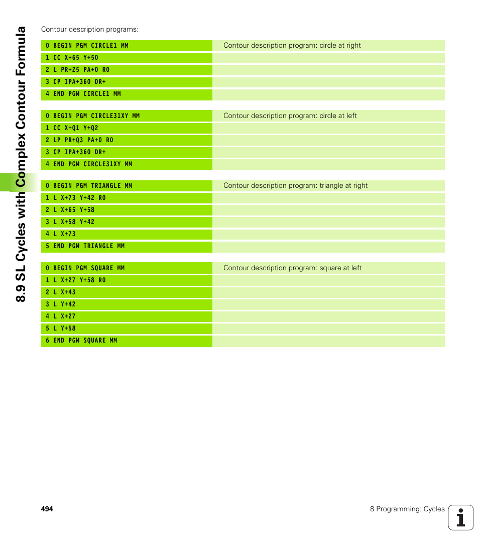 9 sl cy cles with complex cont our f o rm ula | HEIDENHAIN iTNC 530 (340 49x-04) User Manual | Page 494 / 789