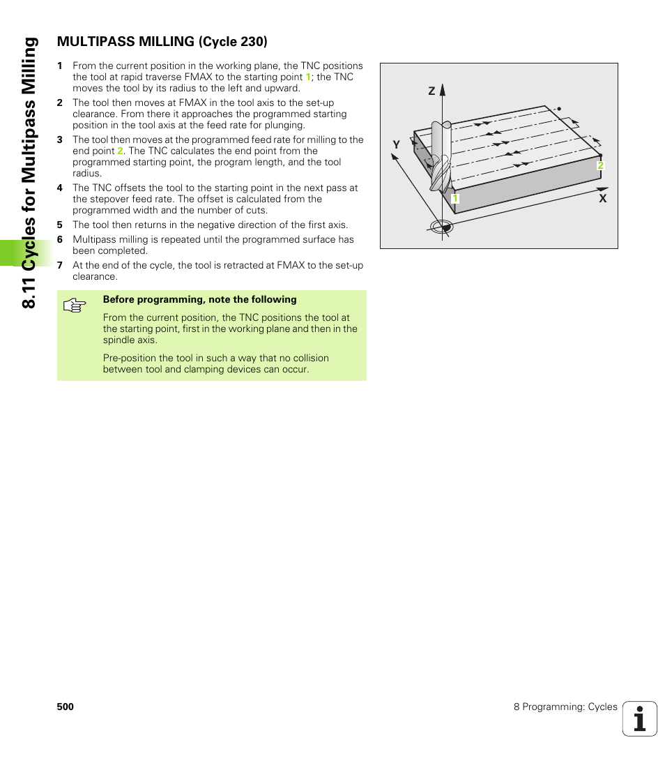 Multipass milling (cycle 230) | HEIDENHAIN iTNC 530 (340 49x-04) User Manual | Page 500 / 789