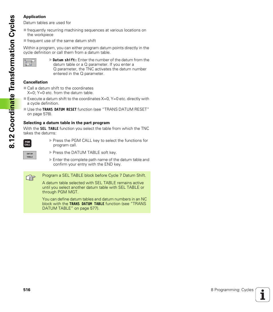 12 coor dinat e t ransf or mation cy cles | HEIDENHAIN iTNC 530 (340 49x-04) User Manual | Page 516 / 789