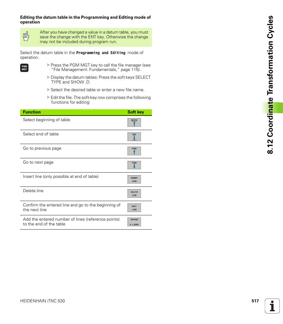 12 coor dinat e t ransf or mation cy cles | HEIDENHAIN iTNC 530 (340 49x-04) User Manual | Page 517 / 789