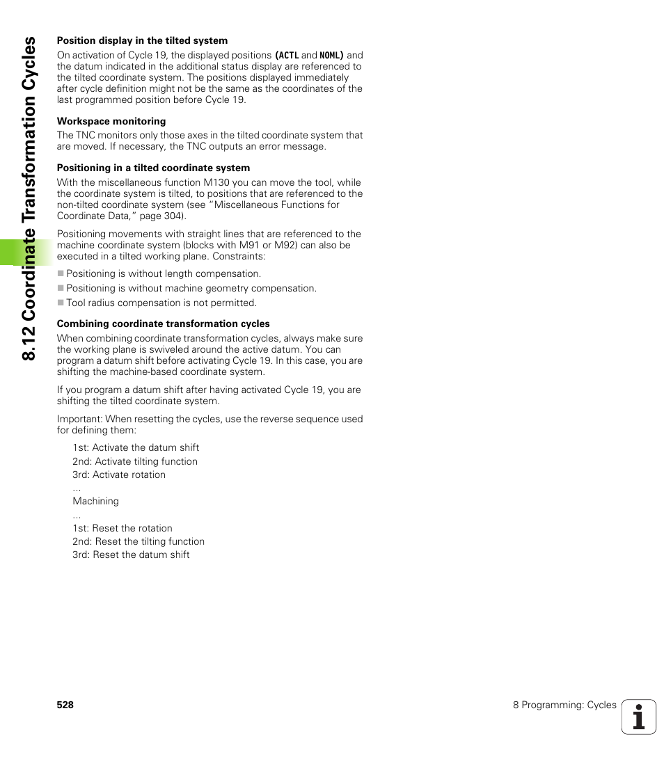 12 coor dinat e t ransf or mation cy cles | HEIDENHAIN iTNC 530 (340 49x-04) User Manual | Page 528 / 789