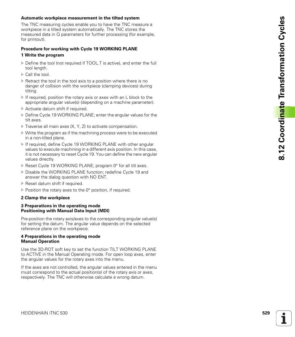 12 coor dinat e t ransf or mation cy cles | HEIDENHAIN iTNC 530 (340 49x-04) User Manual | Page 529 / 789