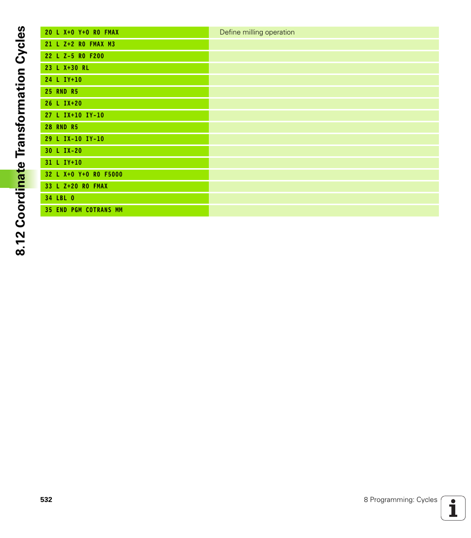 12 coor dinat e t ransf or mation cy cles | HEIDENHAIN iTNC 530 (340 49x-04) User Manual | Page 532 / 789