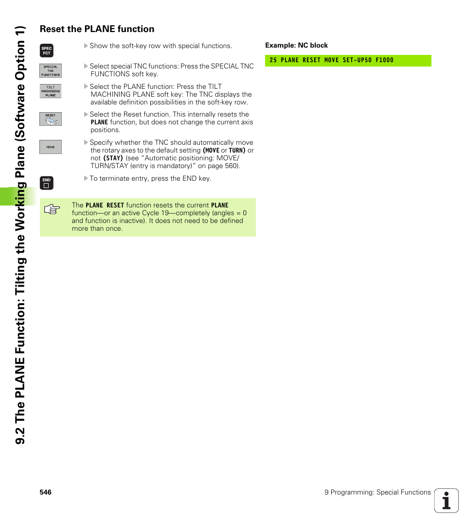 Reset the plane function | HEIDENHAIN iTNC 530 (340 49x-04) User Manual | Page 546 / 789