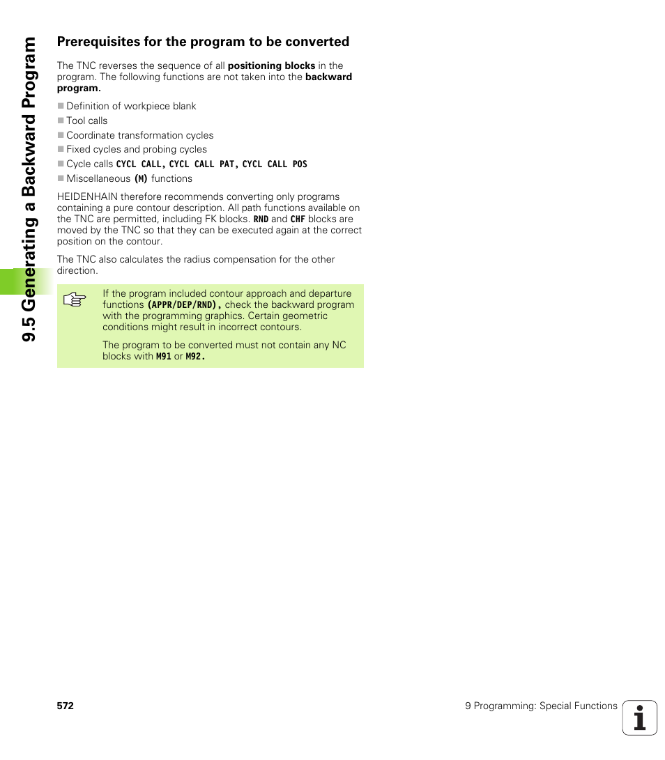 Prerequisites for the program to be converted | HEIDENHAIN iTNC 530 (340 49x-04) User Manual | Page 572 / 789