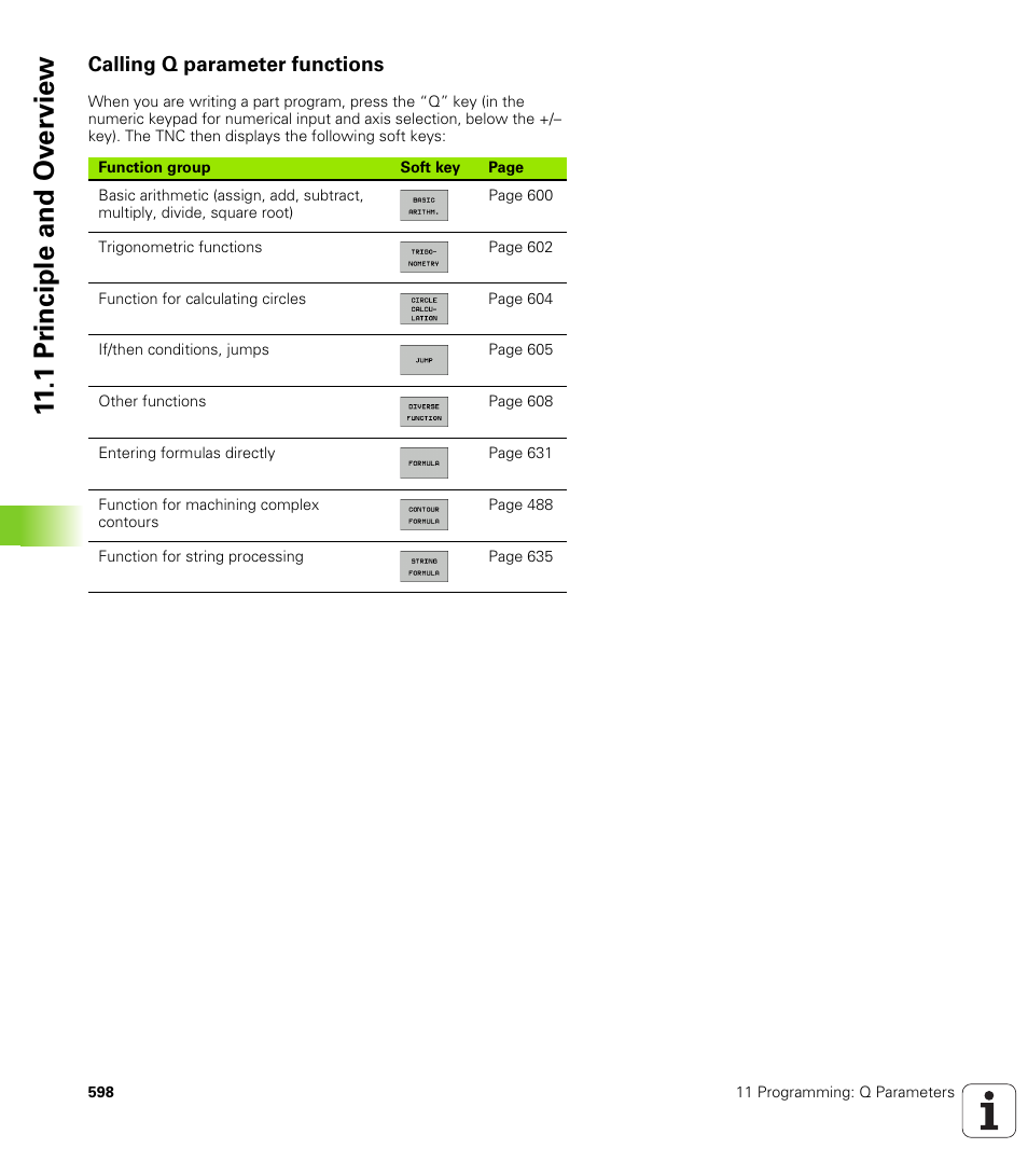 Calling q parameter functions, 1 pr inciple and ov erview | HEIDENHAIN iTNC 530 (340 49x-04) User Manual | Page 598 / 789