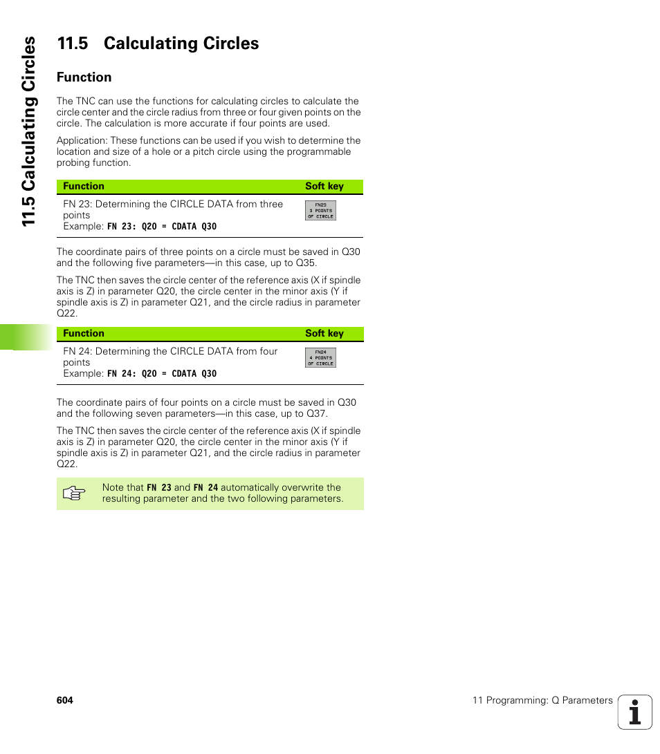 5 calculating circles, Function, 5 calculating cir c les 11.5 calculating circles | HEIDENHAIN iTNC 530 (340 49x-04) User Manual | Page 604 / 789