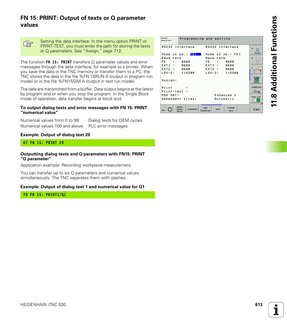 8 a d ditional f unctions | HEIDENHAIN iTNC 530 (340 49x-04) User Manual | Page 613 / 789