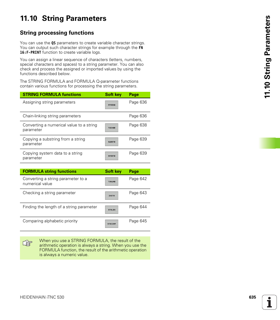 10 string parameters, String processing functions | HEIDENHAIN iTNC 530 (340 49x-04) User Manual | Page 635 / 789