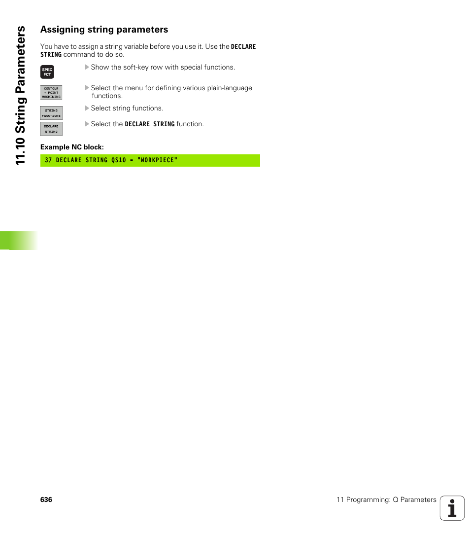 Assigning string parameters, 1 0 str ing p a ra met e rs | HEIDENHAIN iTNC 530 (340 49x-04) User Manual | Page 636 / 789