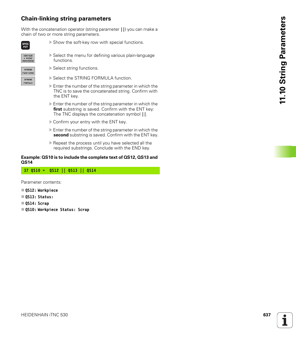 Chain-linking string parameters, 1 0 str ing p a ra met e rs | HEIDENHAIN iTNC 530 (340 49x-04) User Manual | Page 637 / 789