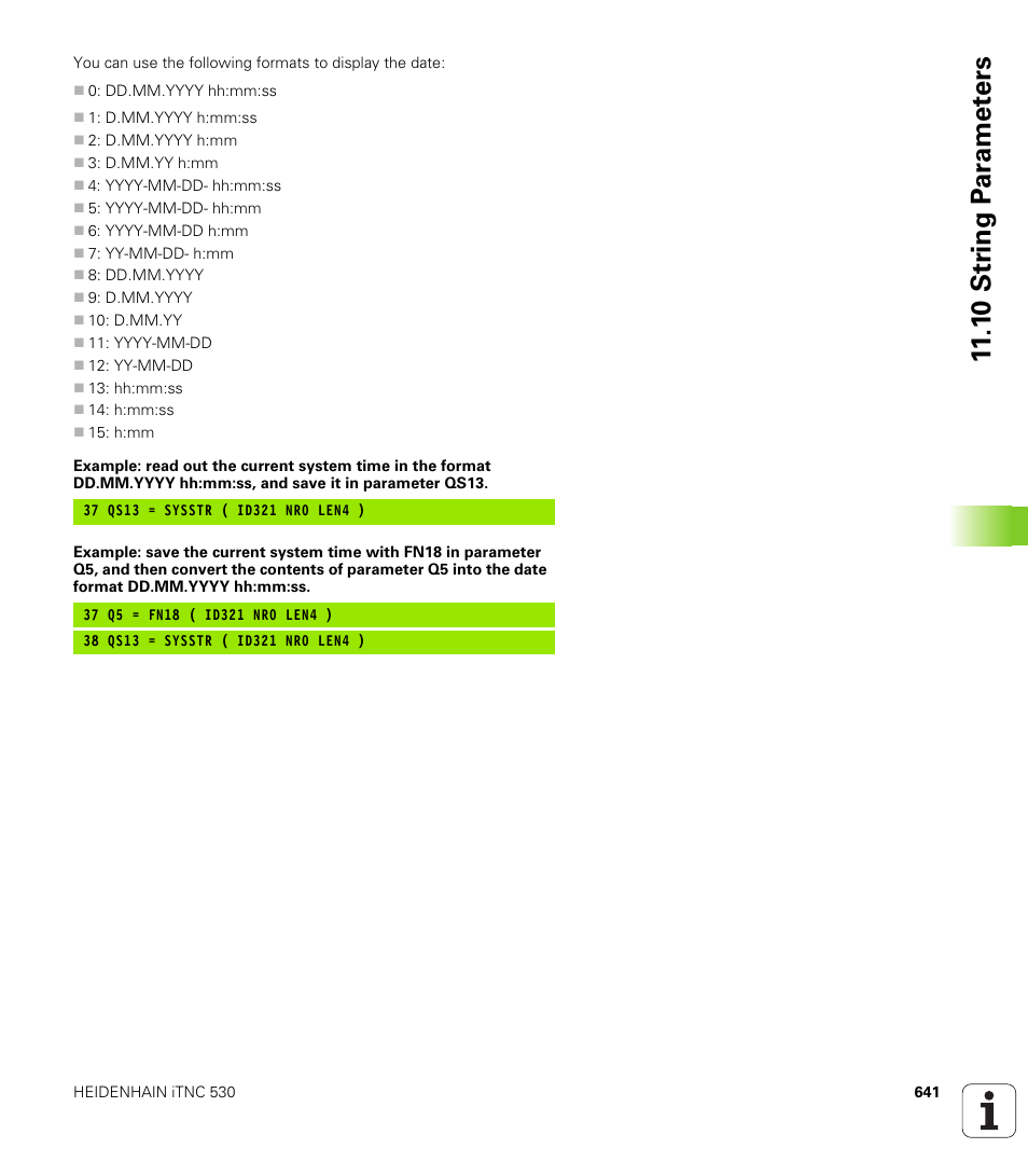 1 0 str ing p a ra met e rs | HEIDENHAIN iTNC 530 (340 49x-04) User Manual | Page 641 / 789