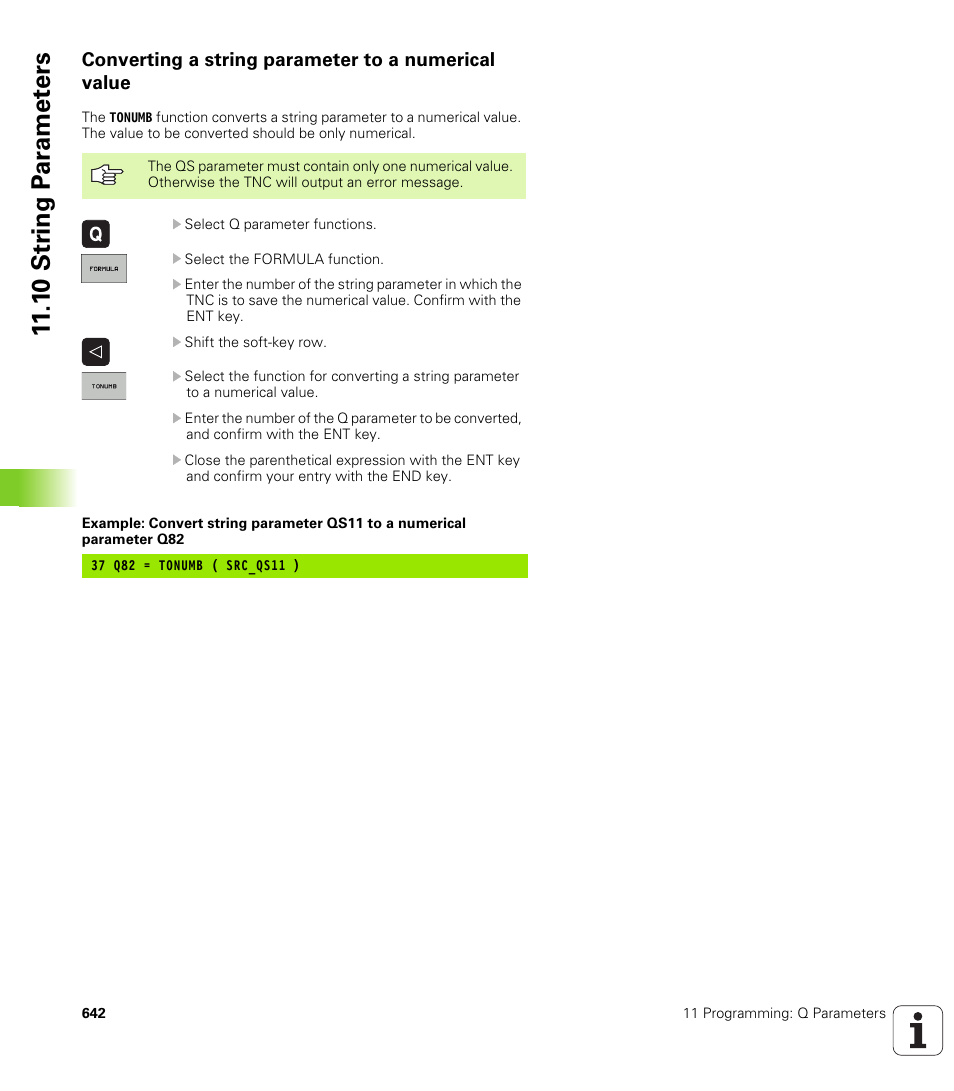 Converting a string parameter to a numerical value, 1 0 str ing p a ra met e rs | HEIDENHAIN iTNC 530 (340 49x-04) User Manual | Page 642 / 789