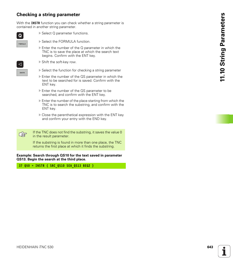 Checking a string parameter, 1 0 str ing p a ra met e rs | HEIDENHAIN iTNC 530 (340 49x-04) User Manual | Page 643 / 789