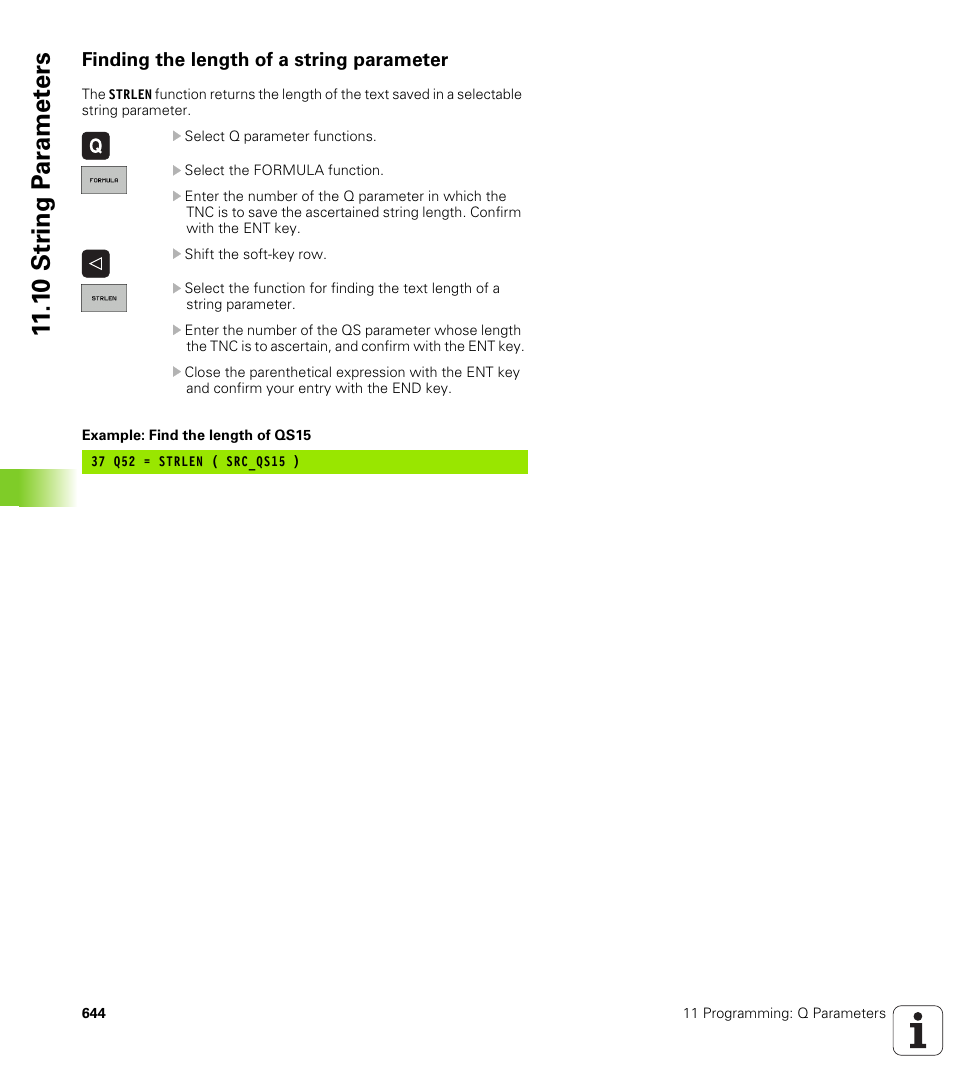 Finding the length of a string parameter, 1 0 str ing p a ra met e rs | HEIDENHAIN iTNC 530 (340 49x-04) User Manual | Page 644 / 789