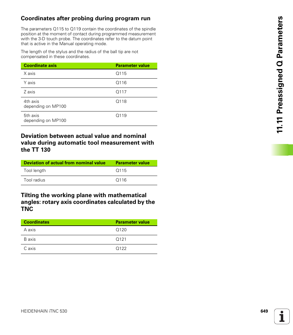 Coordinates after probing during program run | HEIDENHAIN iTNC 530 (340 49x-04) User Manual | Page 649 / 789