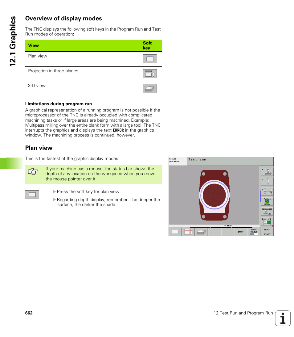 Overview of display modes, Plan view, 1 gr aphics | HEIDENHAIN iTNC 530 (340 49x-04) User Manual | Page 662 / 789