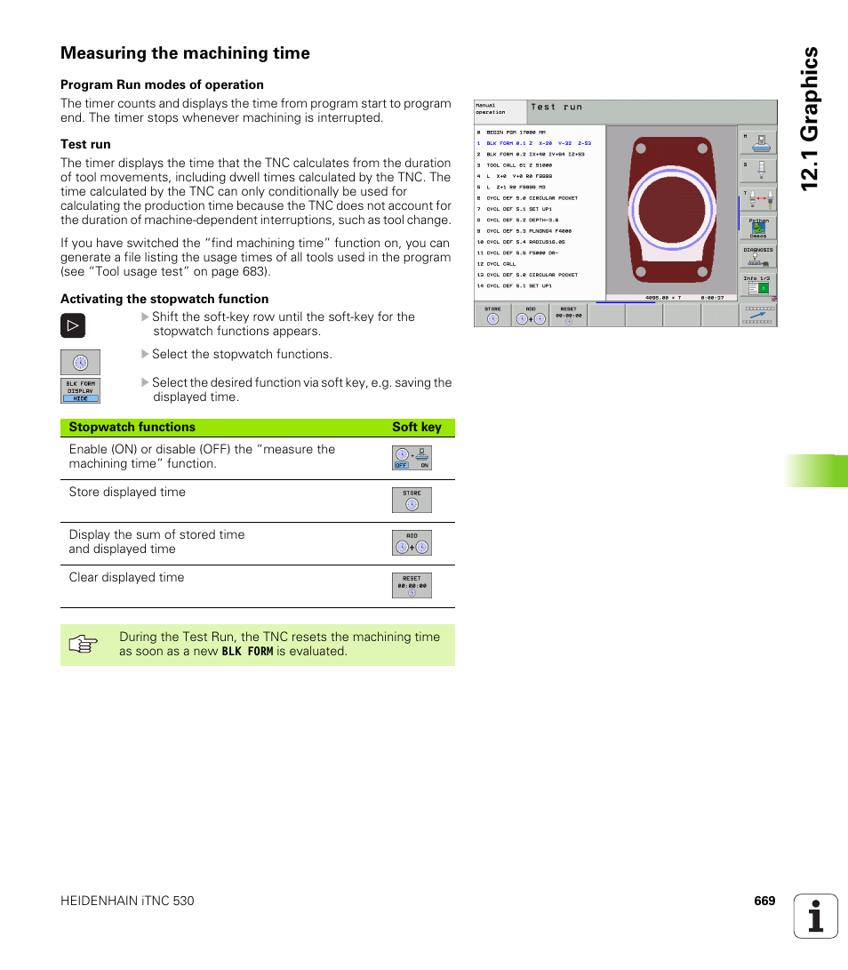 Measuring the machining time, 1 gr aphics | HEIDENHAIN iTNC 530 (340 49x-04) User Manual | Page 669 / 789