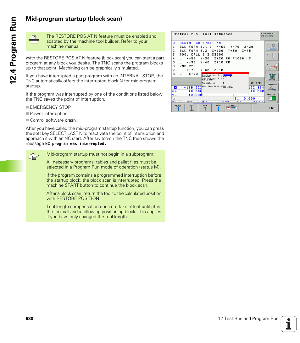 Mid-program startup (block scan), 4 pr ogr am run | HEIDENHAIN iTNC 530 (340 49x-04) User Manual | Page 680 / 789