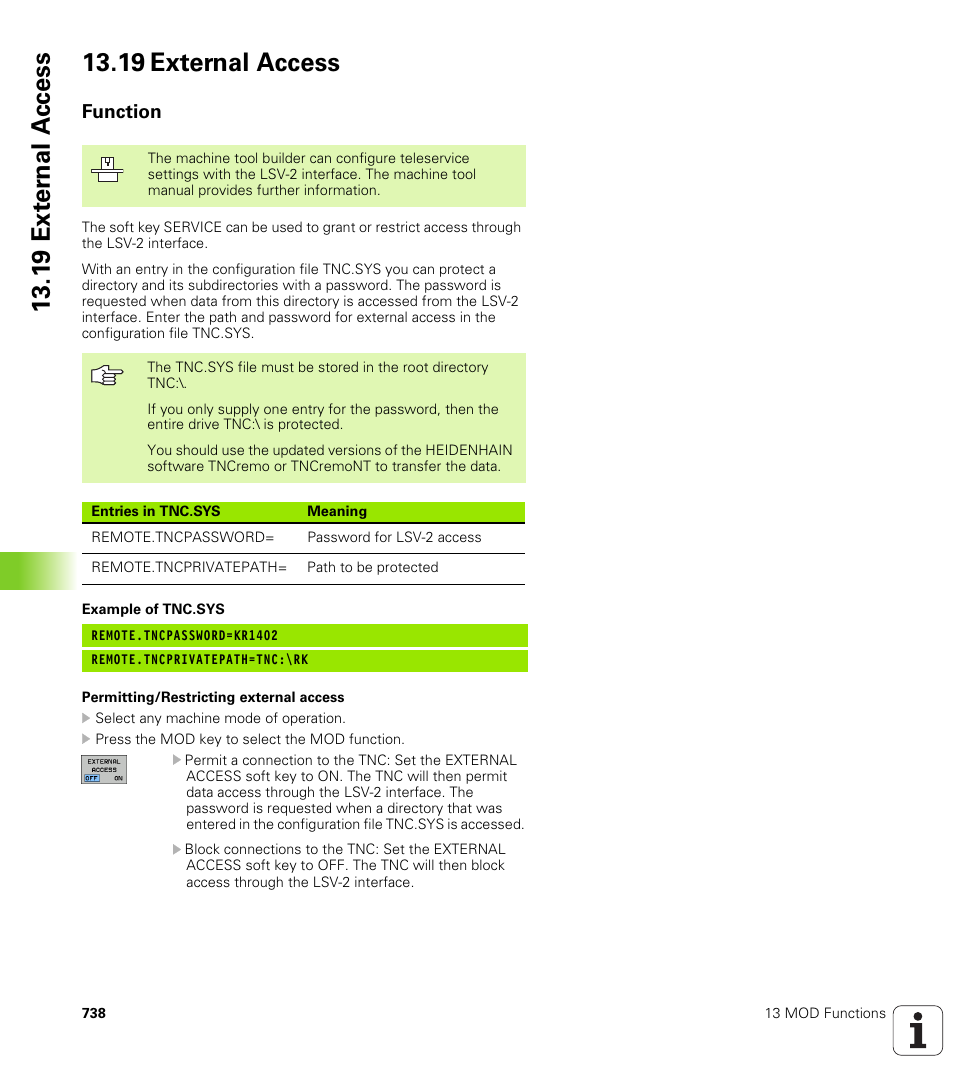 19 external access, Function | HEIDENHAIN iTNC 530 (340 49x-04) User Manual | Page 738 / 789