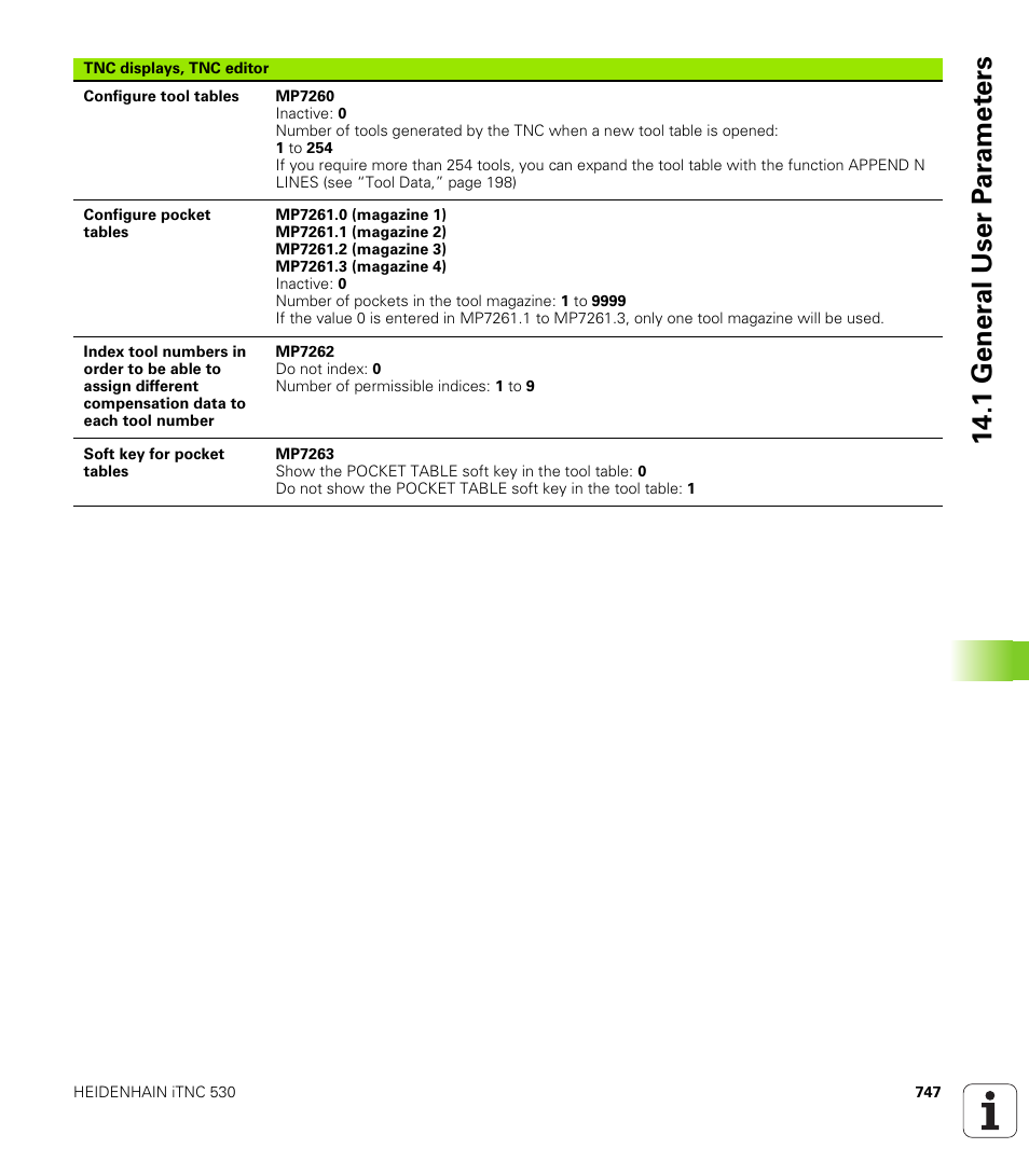 1 gener a l user p a ra met e rs | HEIDENHAIN iTNC 530 (340 49x-04) User Manual | Page 747 / 789