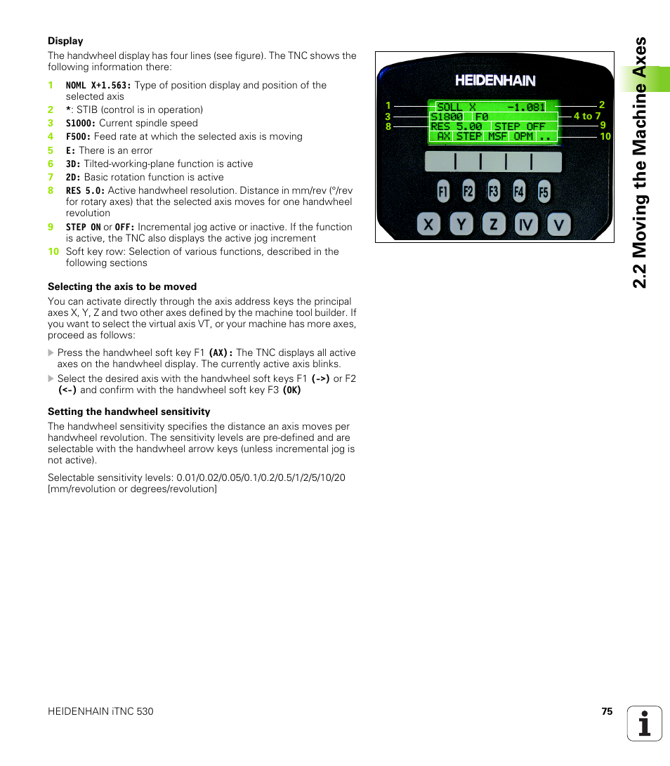 2 mo ving the mac h ine ax es | HEIDENHAIN iTNC 530 (340 49x-04) User Manual | Page 75 / 789