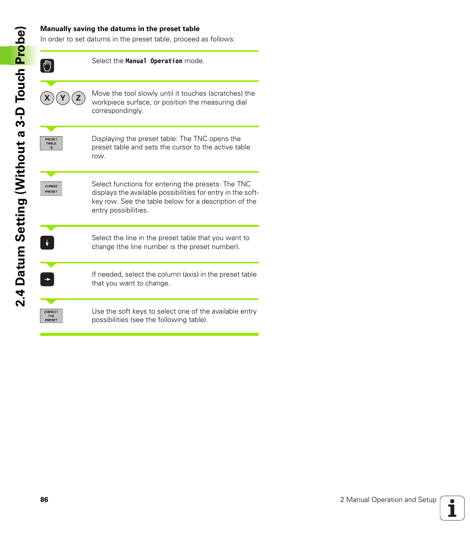 4 d a tu m set ting (without a 3-d t ouc h pr obe) | HEIDENHAIN iTNC 530 (340 49x-04) User Manual | Page 86 / 789